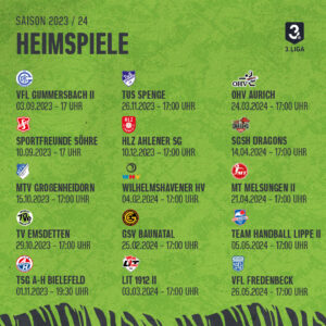Spieltagübersicht des HC Eintracht Hildesheim